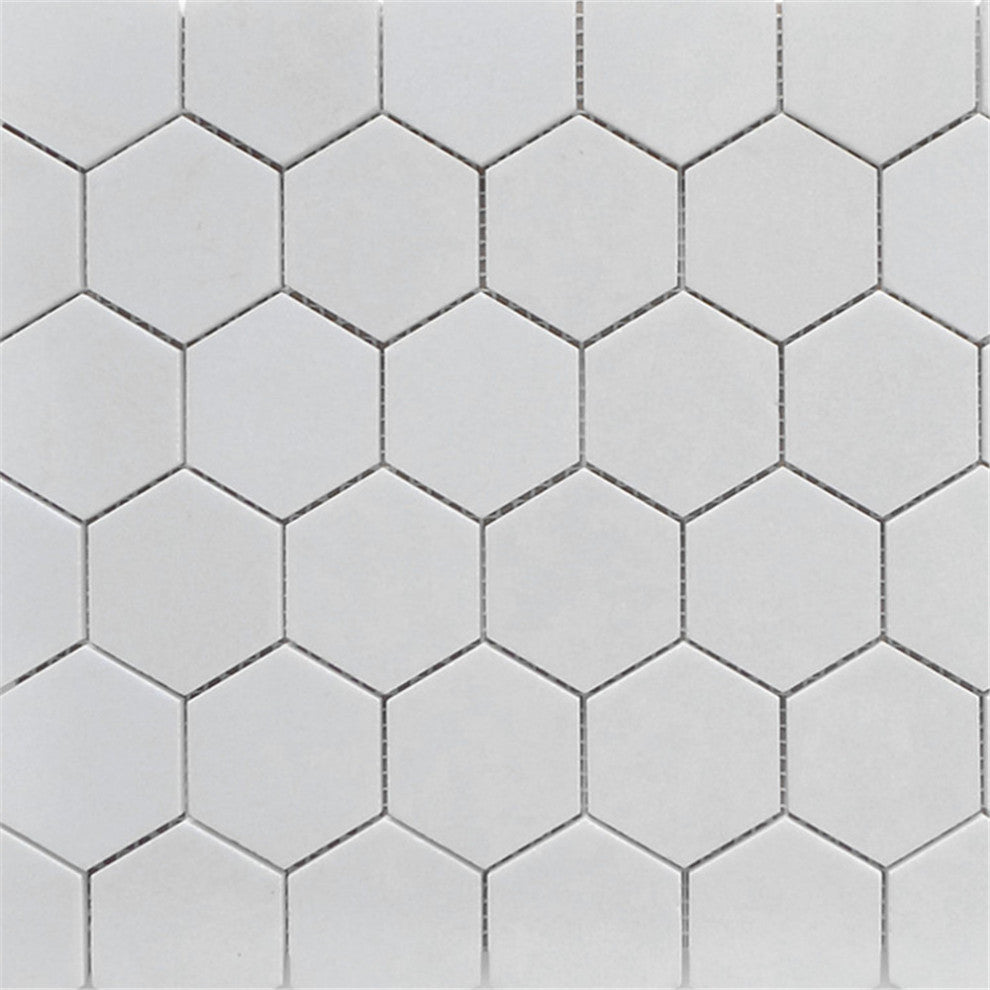 Thassos White Marble Hexagon Mosaic Tile 2 inch Polished, 1 sheet