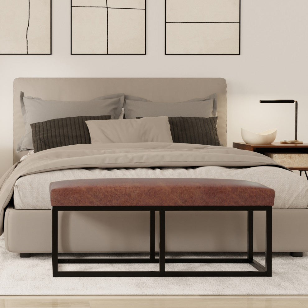 Reynolds Bench, Distressed Saddle Brown