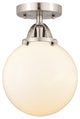 Beacon Semi-Flush Mount, Brushed Satin Nickel, Matte White, Matte White