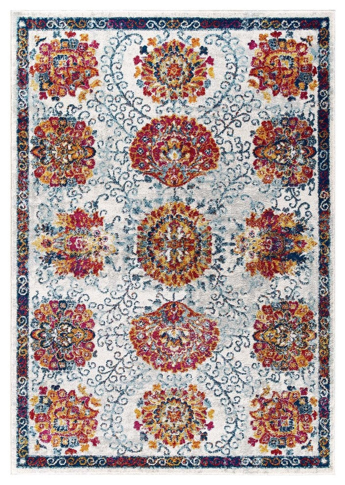 Entourage Kensie Distressed Vintage Floral Moroccan Trellis 5x8 Area Rug