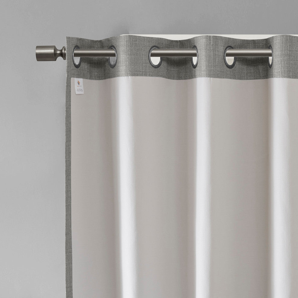 SunSmart Maya Printed Heathered Blackout Grommet Top Curtain Panel, Grey