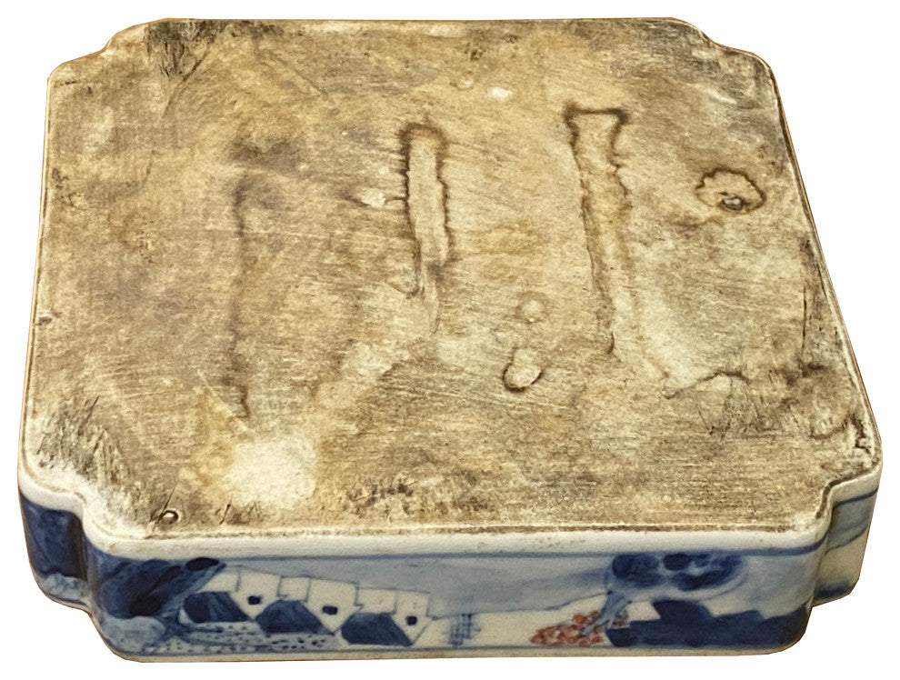 Chinese Blue White Scenery Porcelain Coaster Stand Soap Holder Hws2285