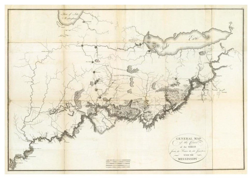 "General Map of the Course of the Ohio, 1796" Paper Art, 32"x23"