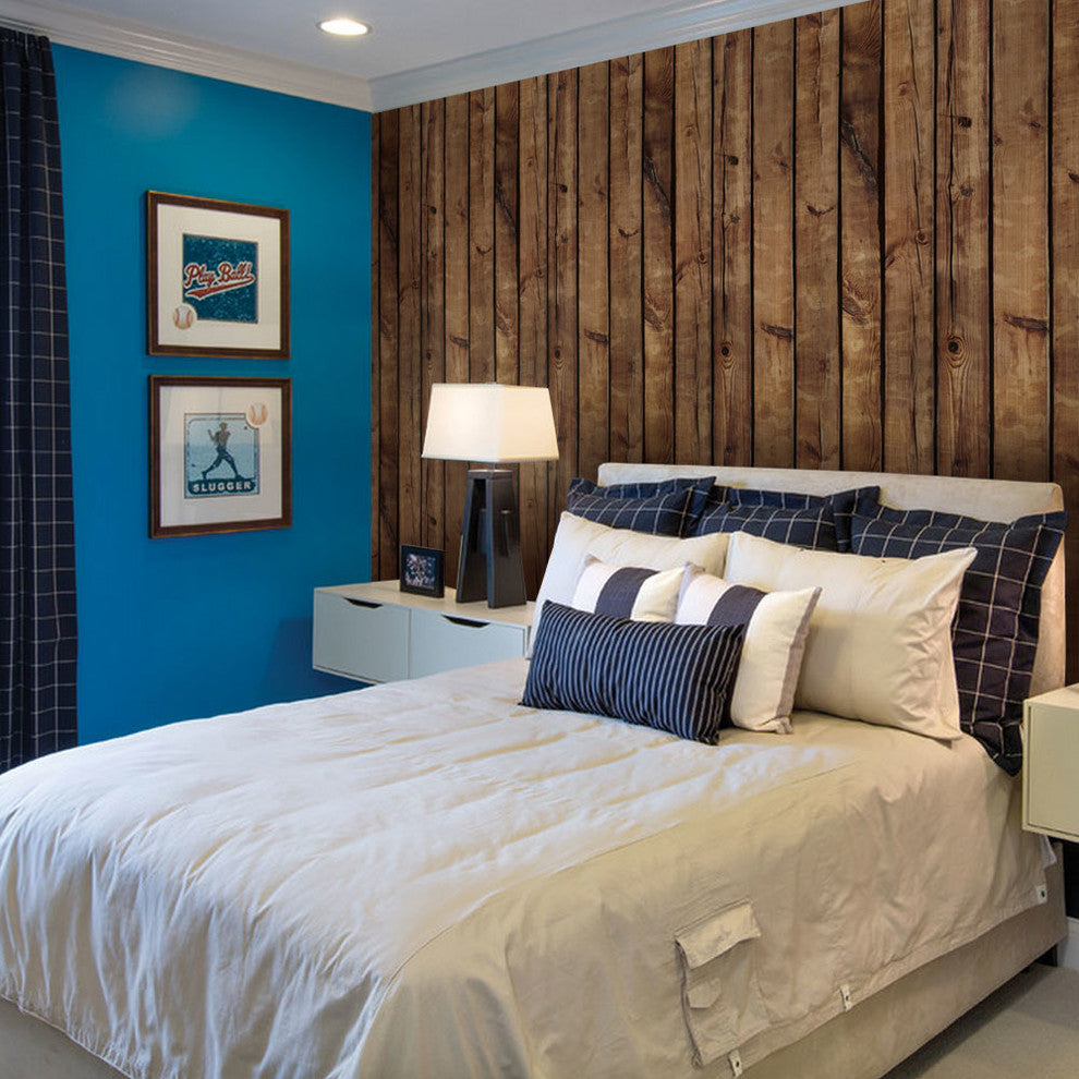 Brown Wood Peel And Stick Vinyl Wallpaper, 24"w X 60"h