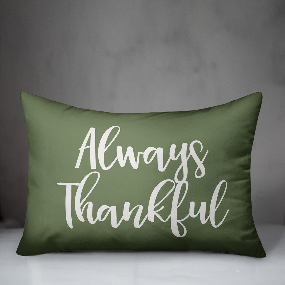 Always Thankful Lumbar Pillow, Green, 14"x20"
