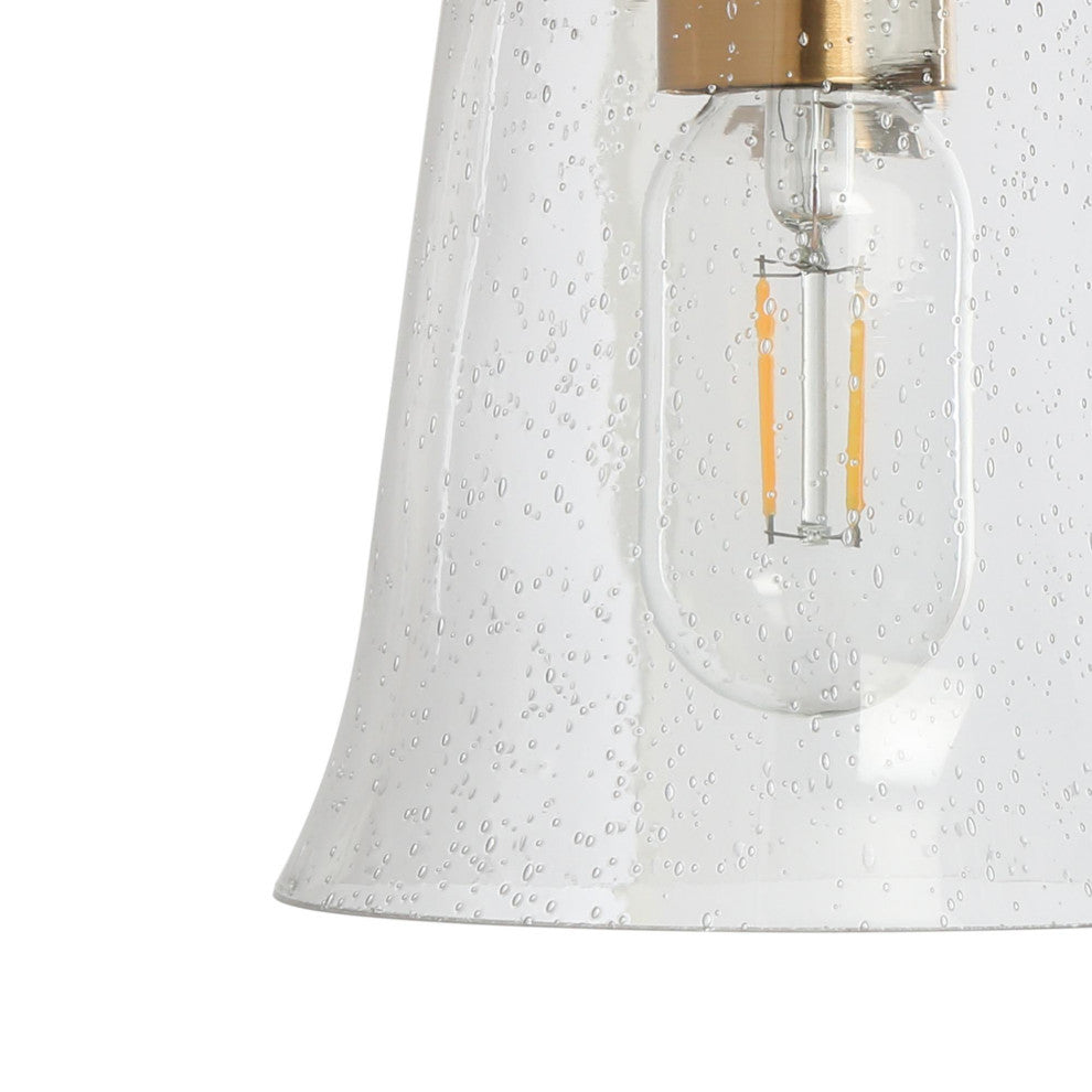 LNC Polished Gold Modern Seeded-Glass Wall Sconce, 2 Lights