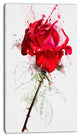 Rose Sketch with Stem on White, Flower Artwork on Canvas, 16"x32"