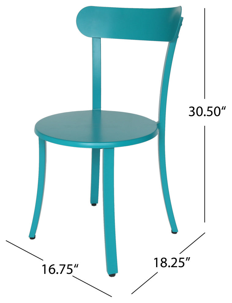 GDF Studio Kelly Outdoor Bistro Set, Matte Teal