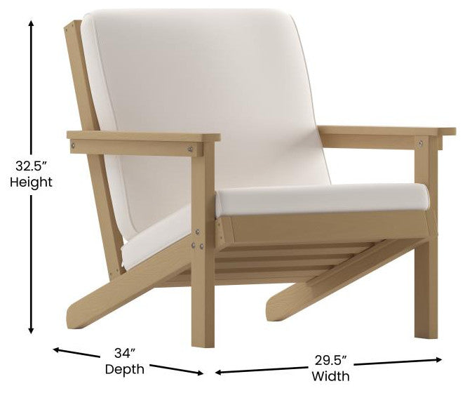 Charlestown All-Weather Poly Resin Wood Adirondack Club Chair with Cushions, Nat