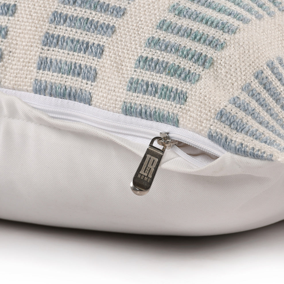 Estate Hand-Woven Gray/Tan Patchwork Linen Throw Pillow