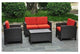 International Caravan Barcelona 4 Piece Resin Patio Sofa Set in Black