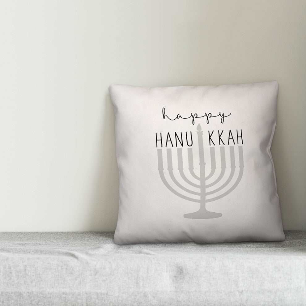Happy Hanukkah Menorah 18"x18" Throw Pillow