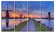 Windmills Morning Panorama, Abstract Canvas Art Print, 48"x28", 4 Panels