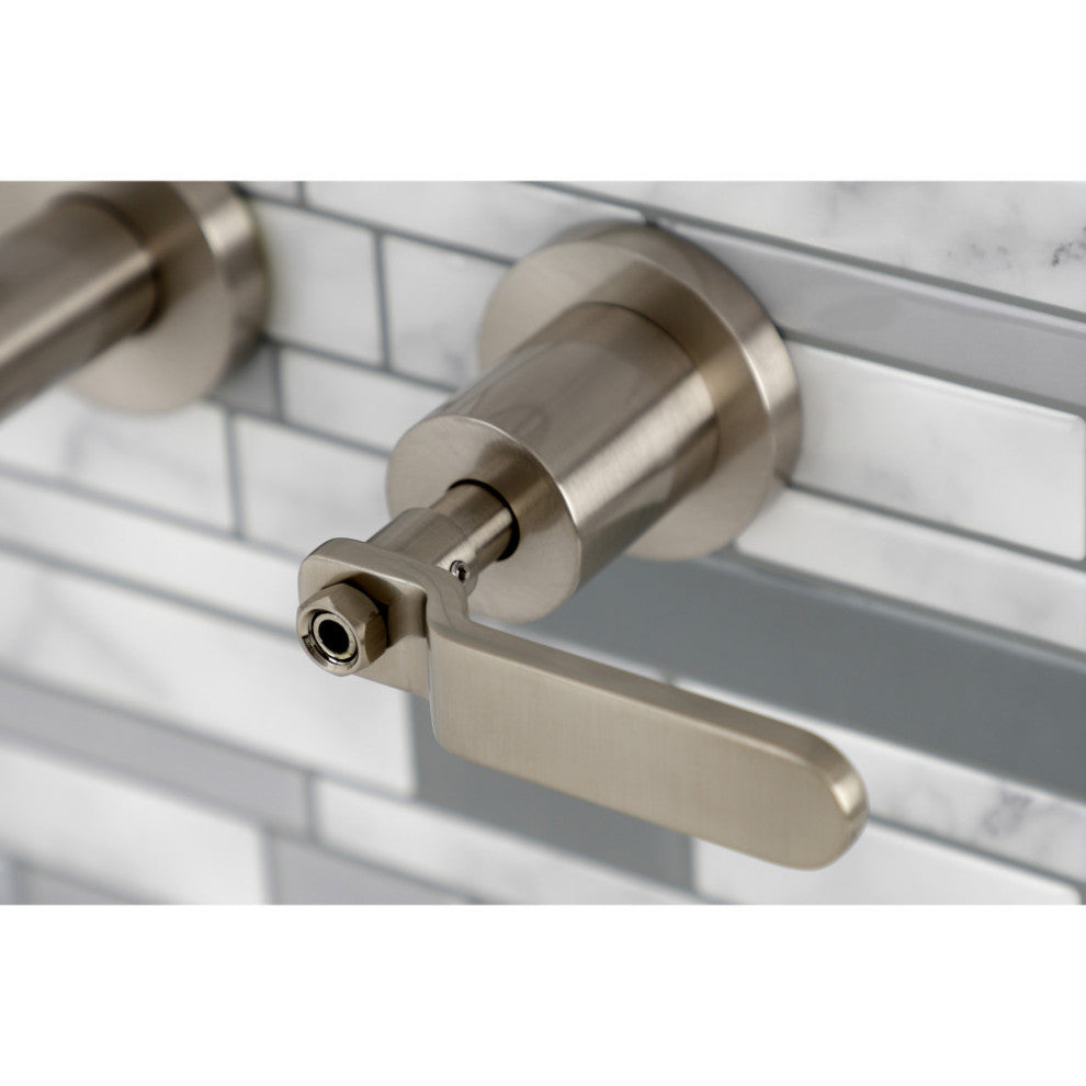 Kingston Brass KS8128KL Two-Handle Wall Mount Bathroom Faucet, Brushed Nickel