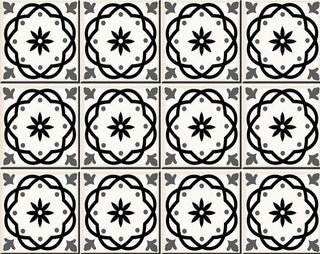 4" X 4" Black and White Rolla Peel and Stick Removable Tiles