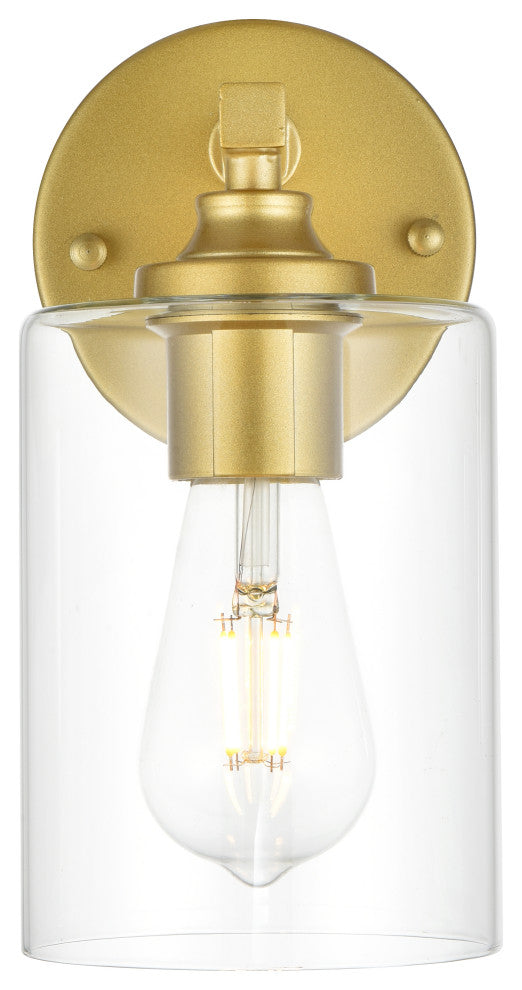 1 Light Brass And Clear Bath Sconce