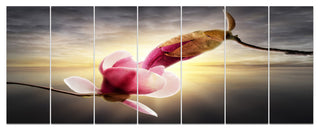 Beautiful Magnolia Flowers, Floral Canvas Art Print, 83"x32", 7 Panels