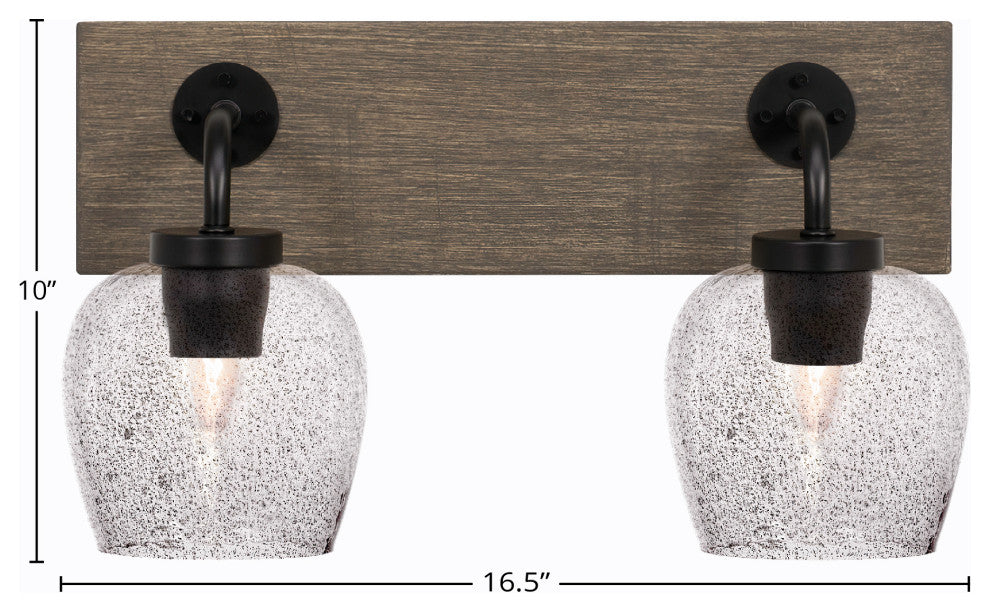 Oxbridge, Bath Bar, Matte Black & Painted Distressed Metal, 6" Smoke Bubble