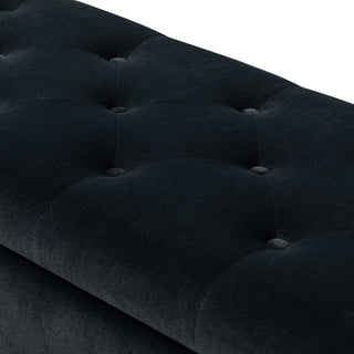 Button-tufted Storage Bench with Nailhead Trim, Black