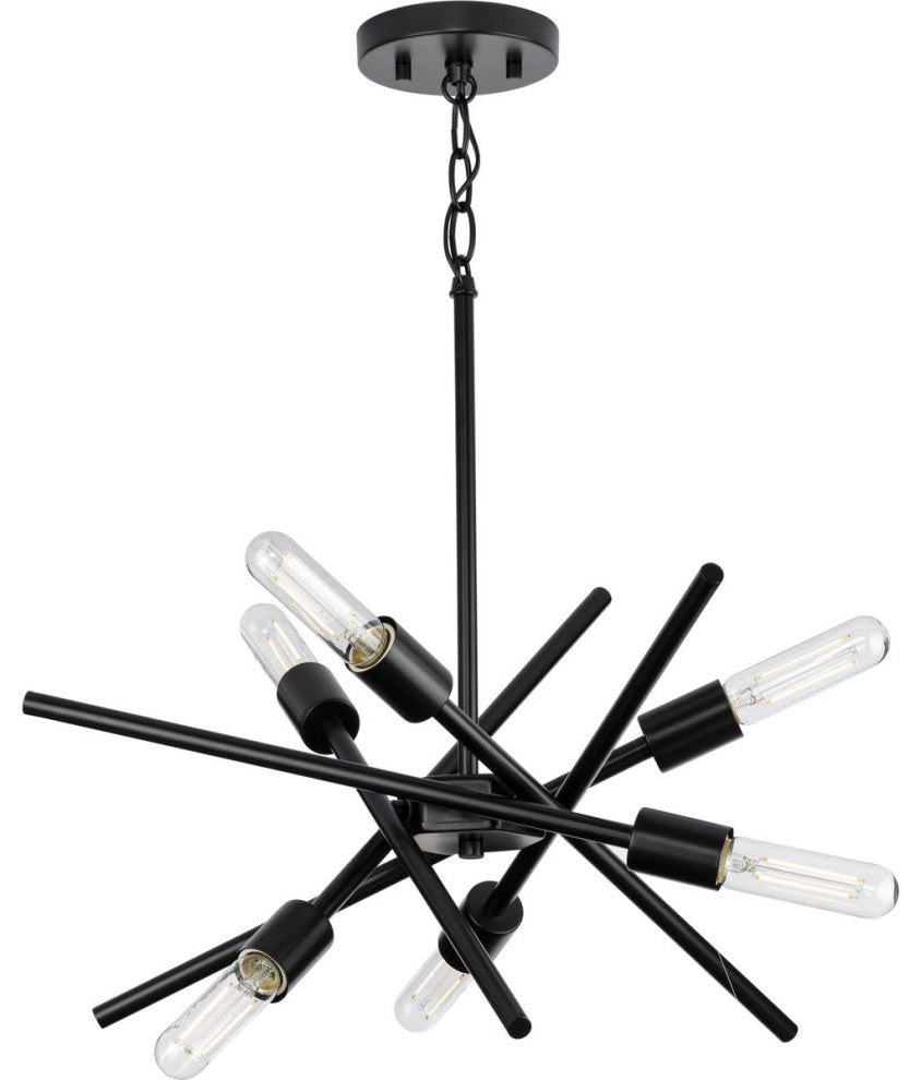 Astra Collection Six-Light 22" Matte Black Modern Chandelier