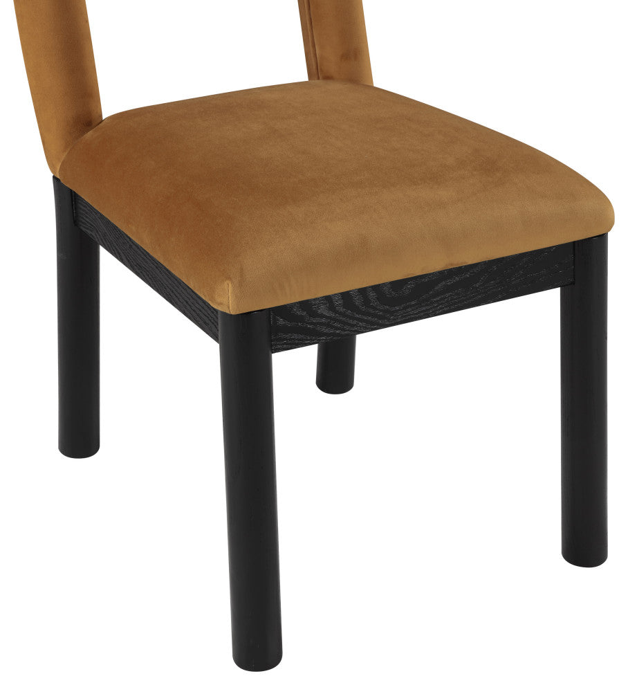 Conrad Upholstered Dining Chair, Saddle, Velvet, Black Finish
