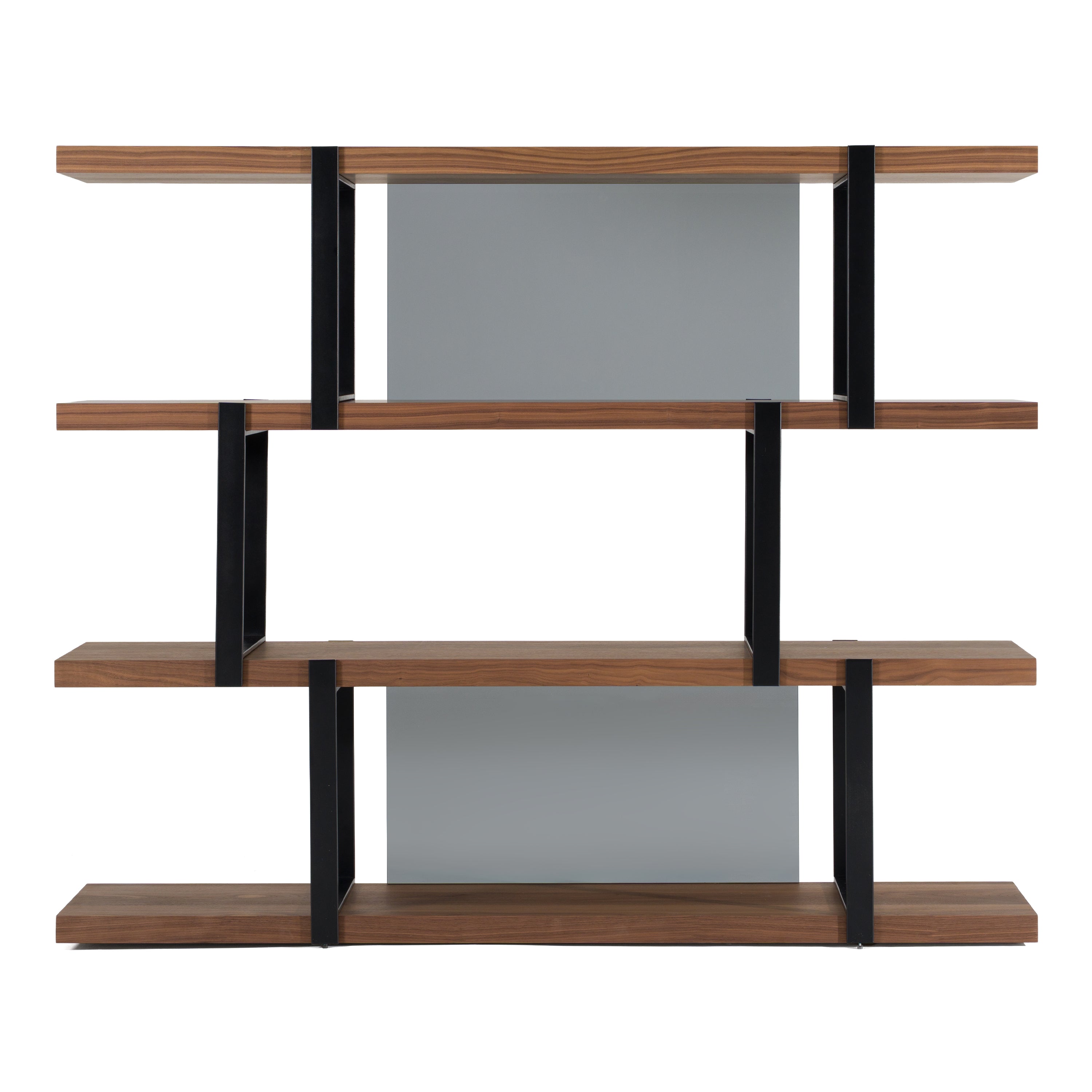 Modrest Brewer Modern Walnut and Black Bookshelf
