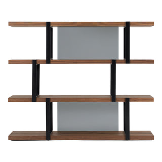 Modrest Brewer Modern Walnut and Black Bookshelf