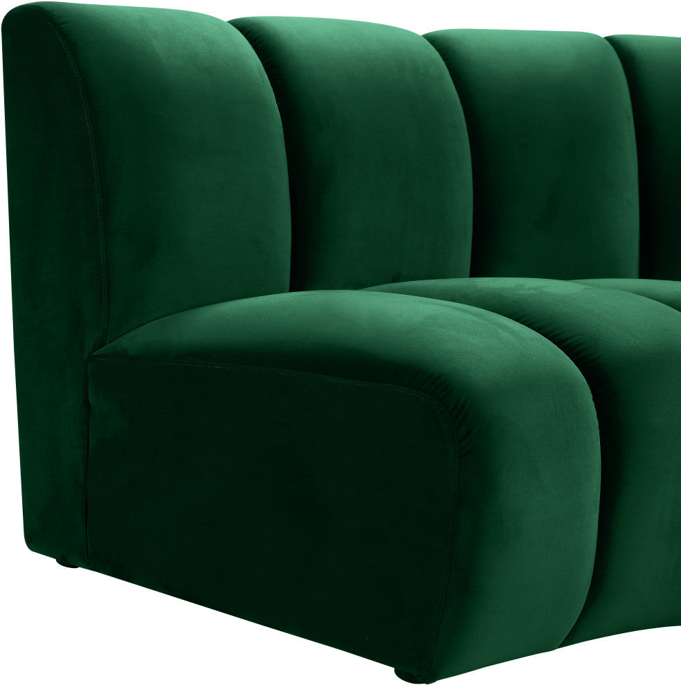 Infinity Channel Tufted Velvet Modular Chair, Green, 6 Piece