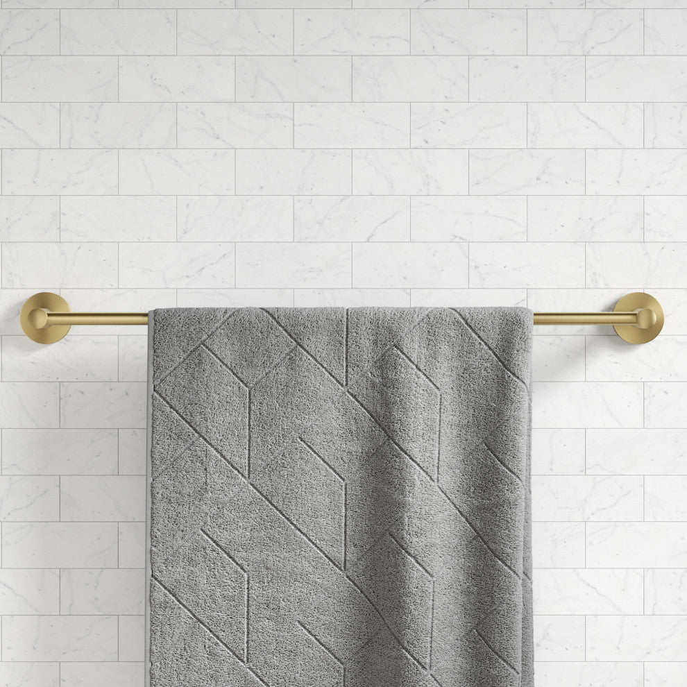 Elie Bathroom 24" Towel Bar, Brushed Gold