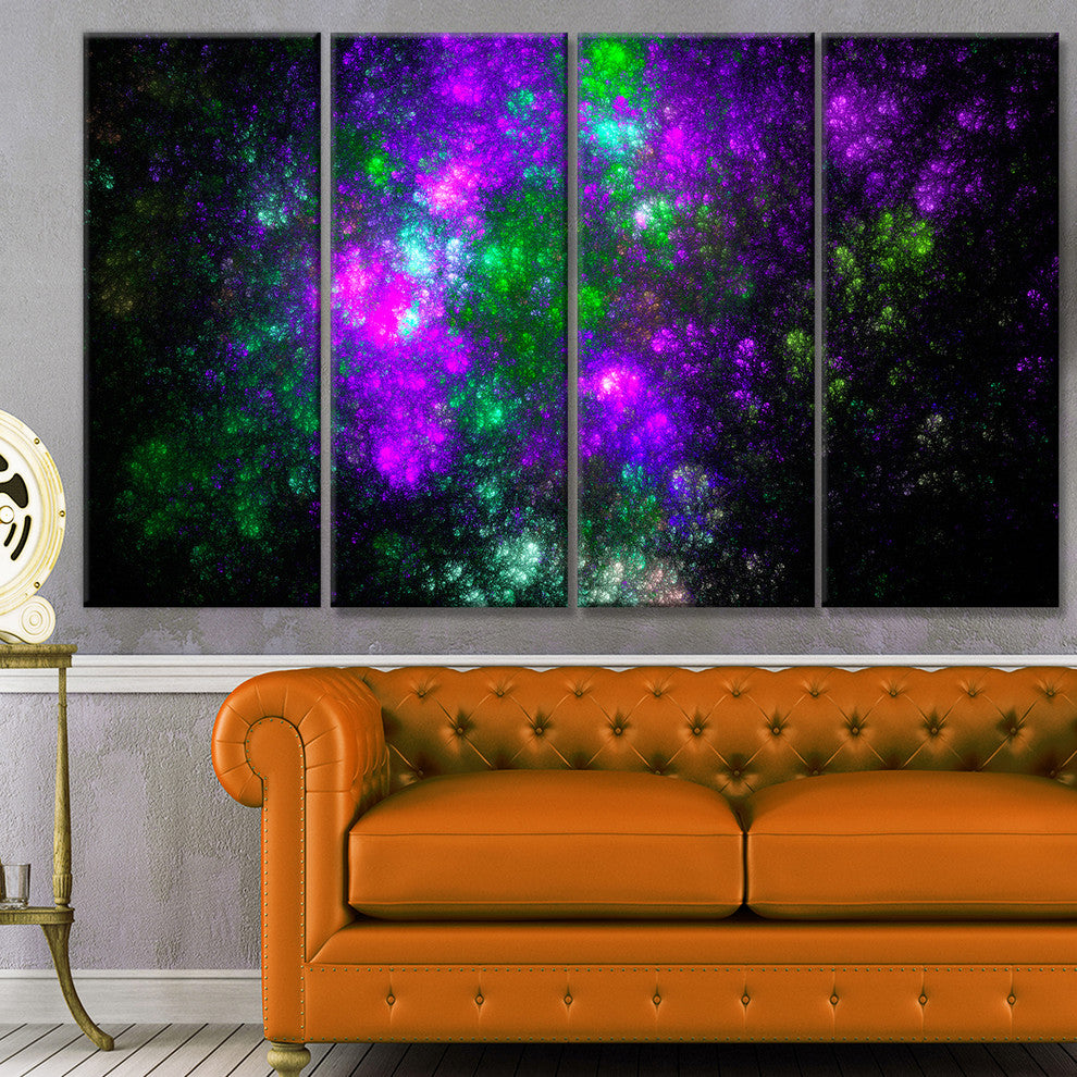Explosion Supernova Fractal Art, Abstract Canvas Art Print, 48"x28", 4 Panels