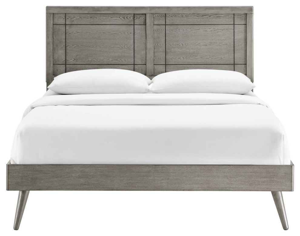 Marlee King Wood Platform Bed With Splayed Legs Gray