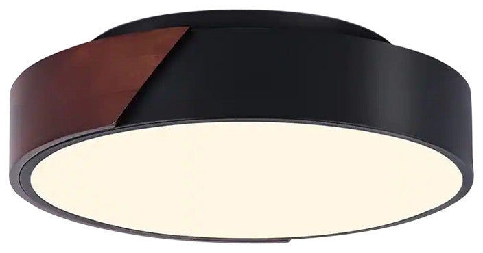 2 Light Modern Flush Mount Ceiling Light, Wood, Close To Ceiling