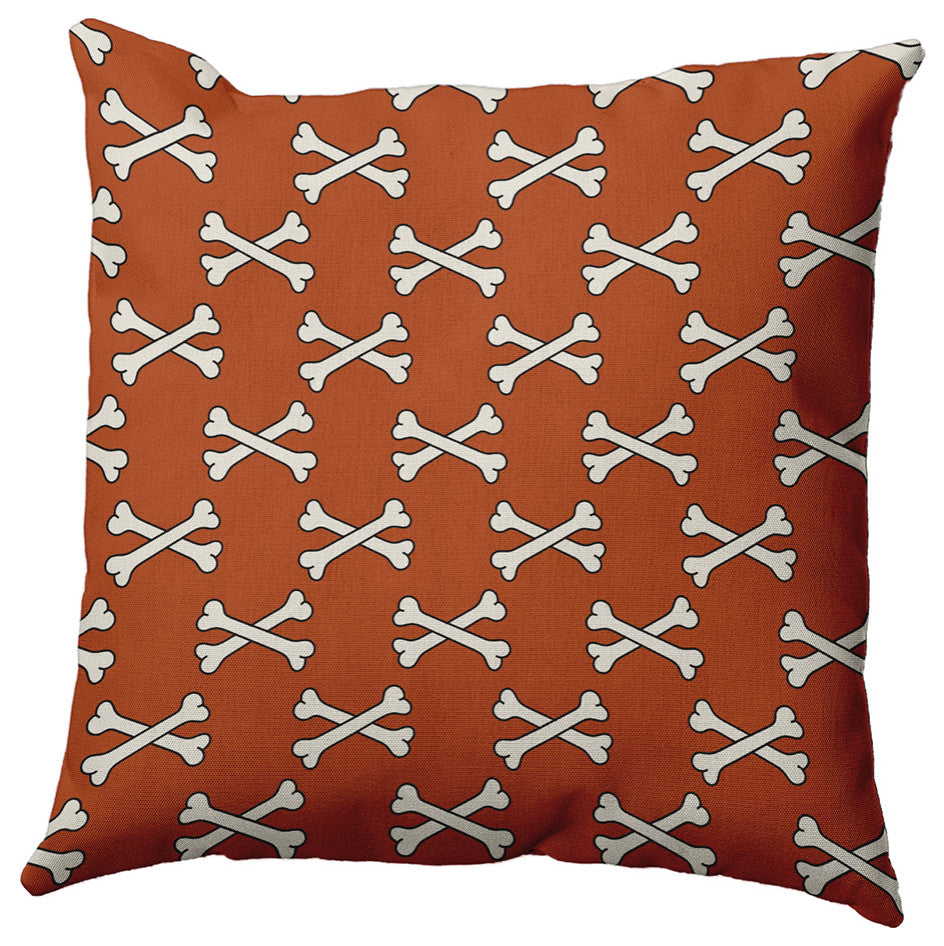 16"x16" Cross Bones Decorative Throw Pillow, Sienna