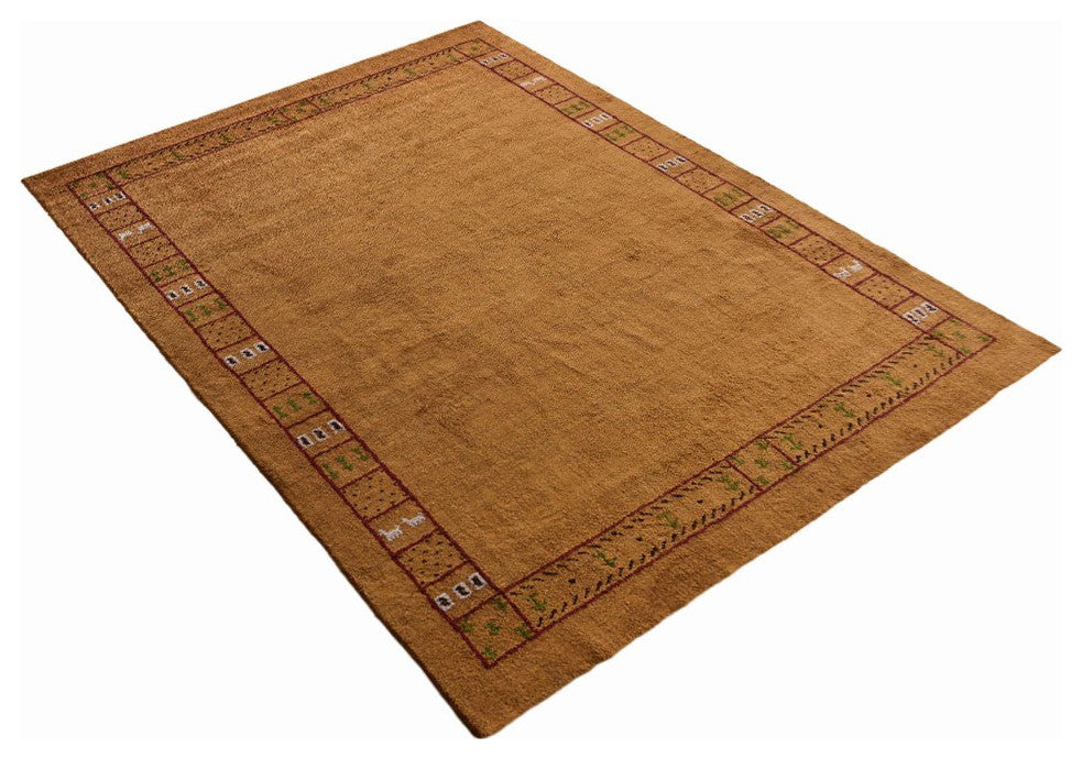 HAND KNOTTED LOOM SILK ECO-FRIENDLY AREA RUG -9'x12',Rectangle,Gold,Contemporary