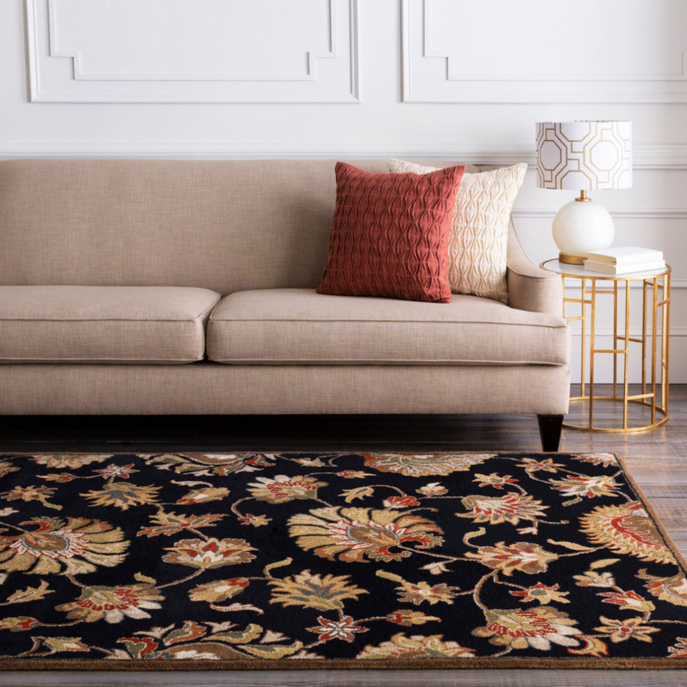 Surya Caesar CAE-1027 Traditional Area Rug, Black, 4' x 6' Rectangle