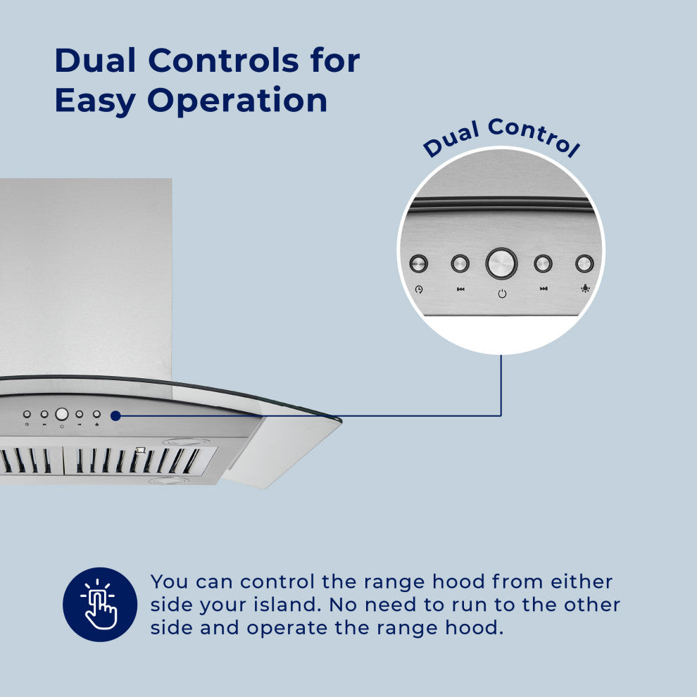 Hauslane | Chef Series Range Hood IS-200 Island Range Hood, 30"