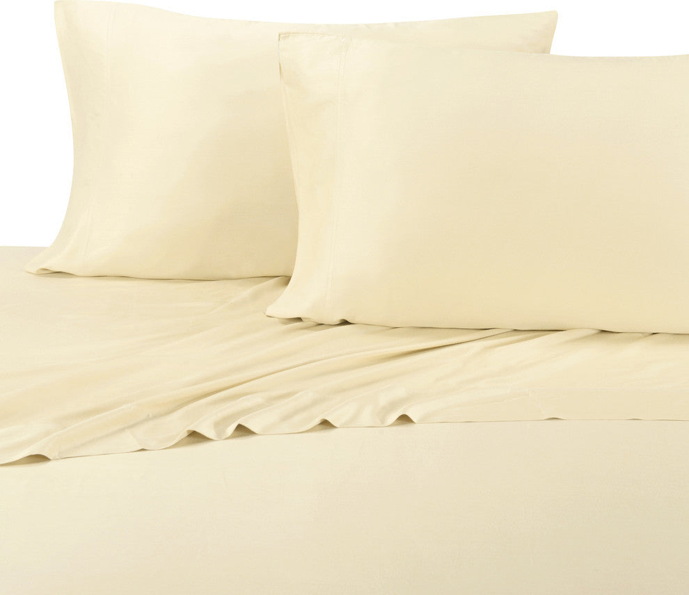 Bamboo Cotton Blend Silky Hybrid Sheet Set, Ivory, California King