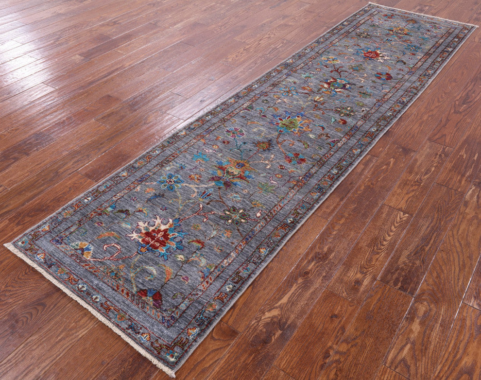 Runner Persian Tabriz Hand-Knotted Wool Rug 2' 7" X 9' 10" Q8255