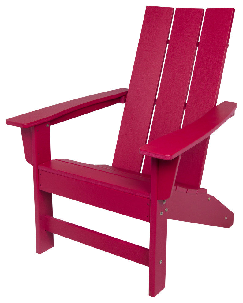 Shoreside Modern Outdoor Patio Adirondack Chair, Red
