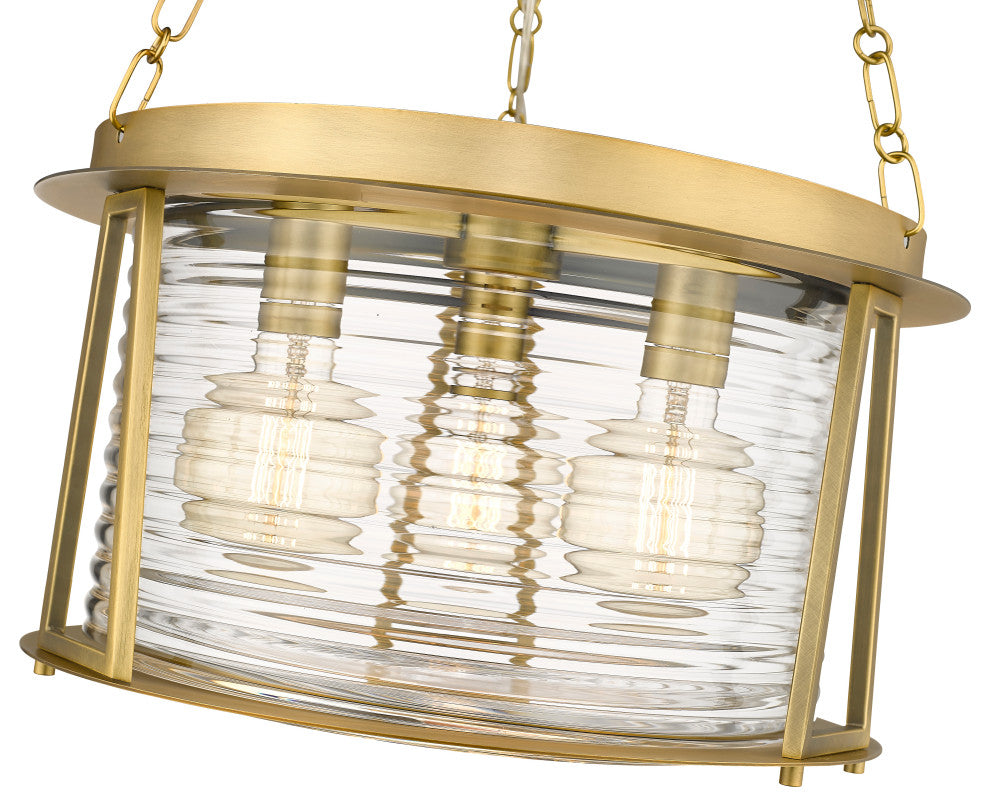 Z-LITE 3-Light Pendant, Rubbed Brass