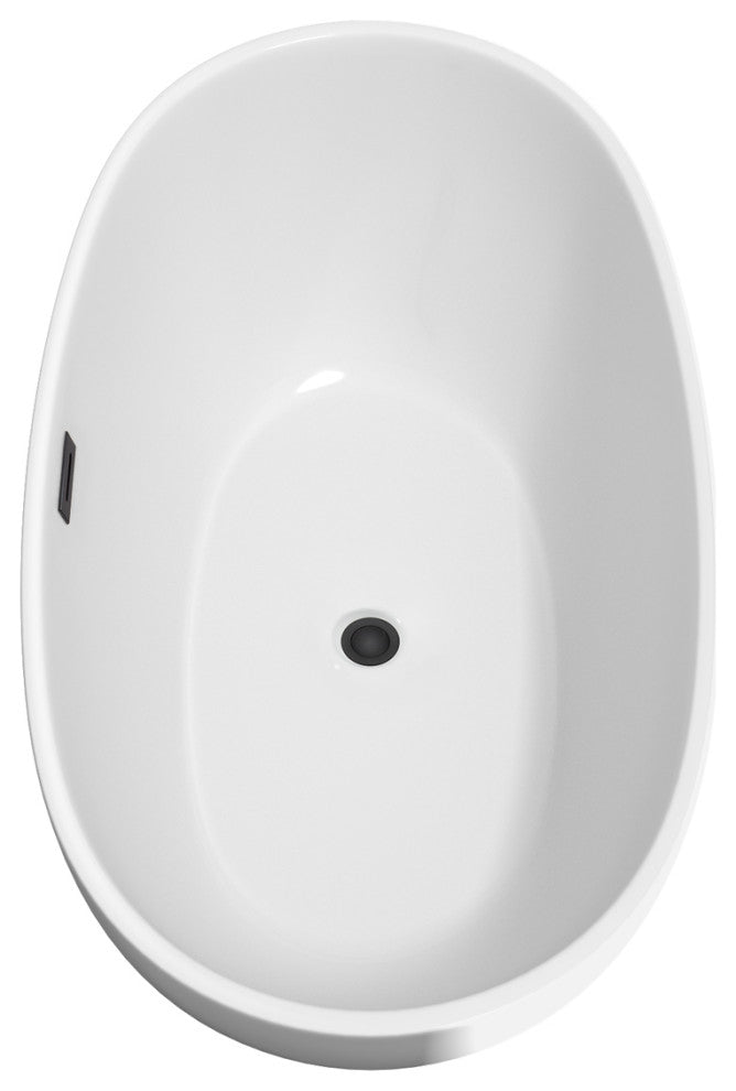 Juno Freestanding Bathtub, Matte Black Trim, 59", Faucet in Matte Black