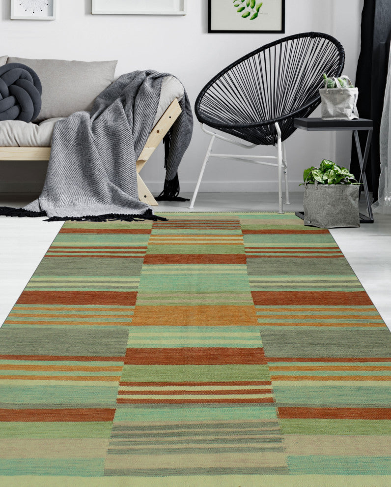 Winchester Kilim Austin Gray/Rust Rug, 5'4x7'9