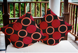 Mod Circles Indoor/Outdoor Throw Pillow, Dark Red, 20"x20"