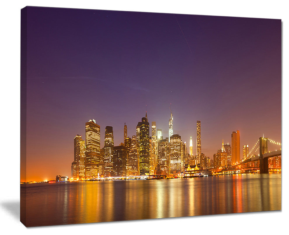 "Illuminated Nyc Downtown Buildings" Canvas Print40"x30"