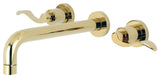 Kingston Brass Two-Handle Wall Mount Tub Faucet, Polished Brass