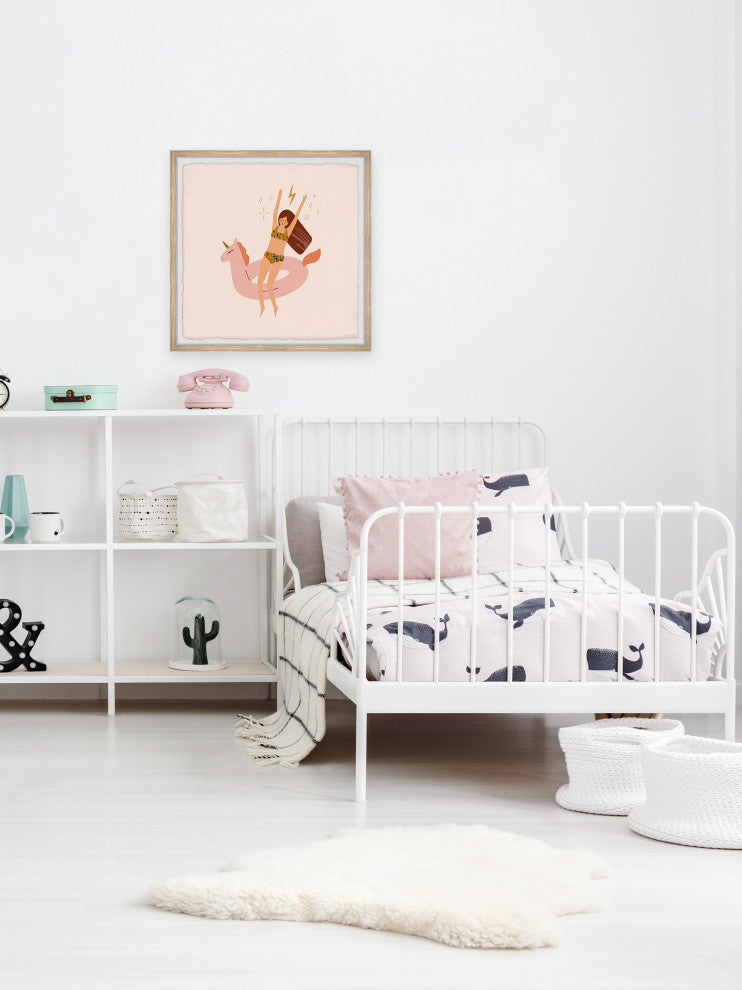 "Unicorn Floater" Framed Painting Print, 12x12