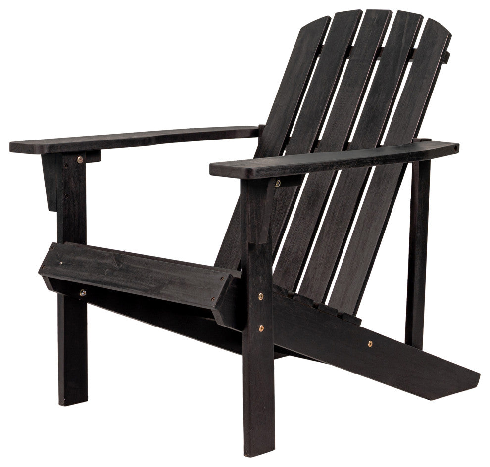 Westport Outdoor Patio Traditional Acacia Wood Adirondack Chair, Black