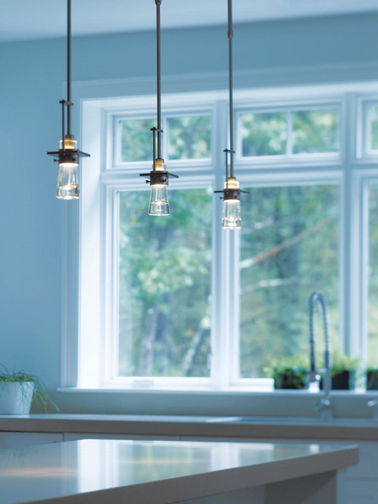 Erlenmeyer Small Mini Pendant, Dark Smoke Finish, Clear Glass