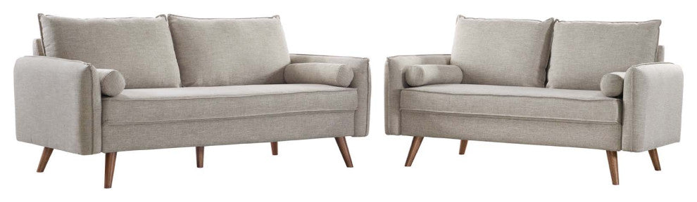 Revive Upholstered Fabric Sofa and Loveseat Set-Beige