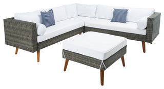 Safavieh Analon Outdoor Sectional, Grey Brown / White